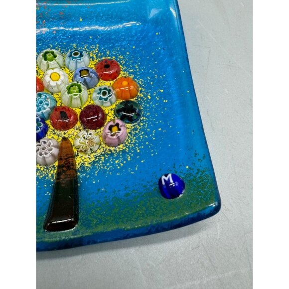 Handmade Italian Glass Square Plate Millefiori Tree Design My Italian Décor READ - Picture 4 of 12